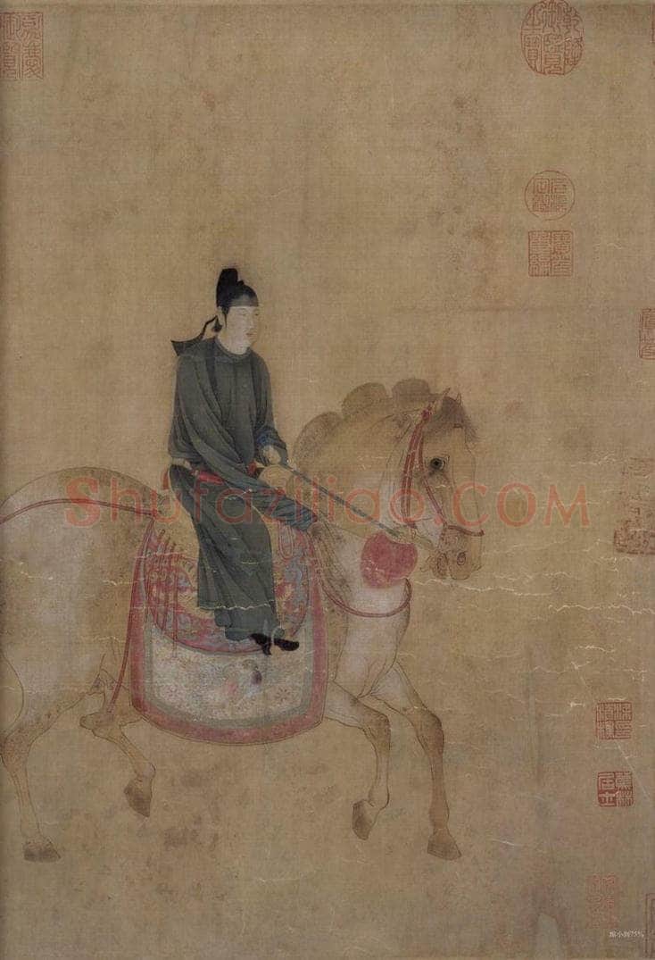 宋代 赵佶（传） 《摹张萱虢国夫人游春图》 书画作品