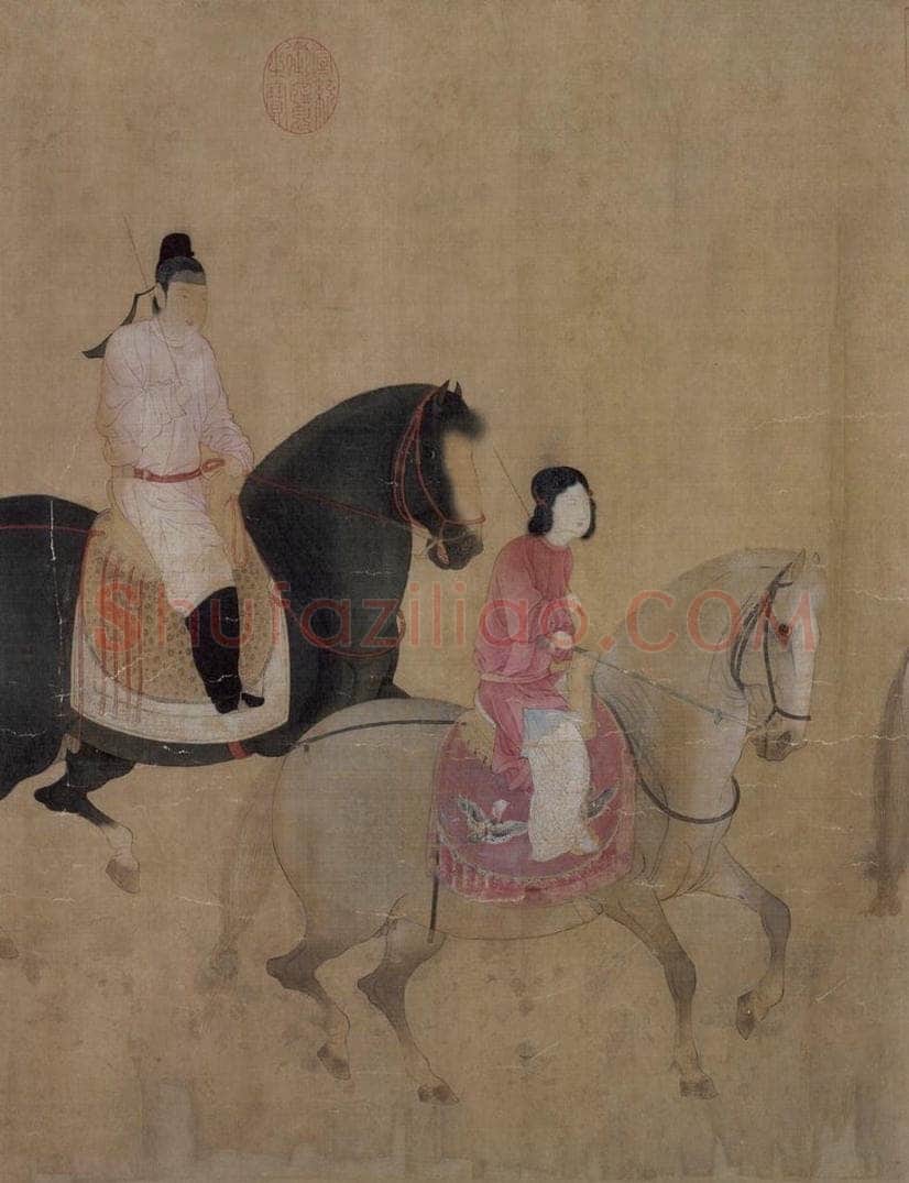 宋代 赵佶(传) 《摹张萱虢国夫人游春图》 书画作品