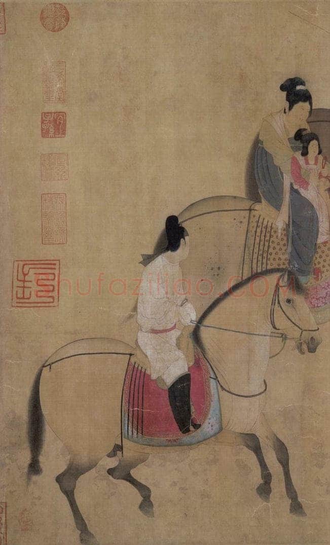 宋代 赵佶（传） 《摹张萱虢国夫人游春图》 书画作品