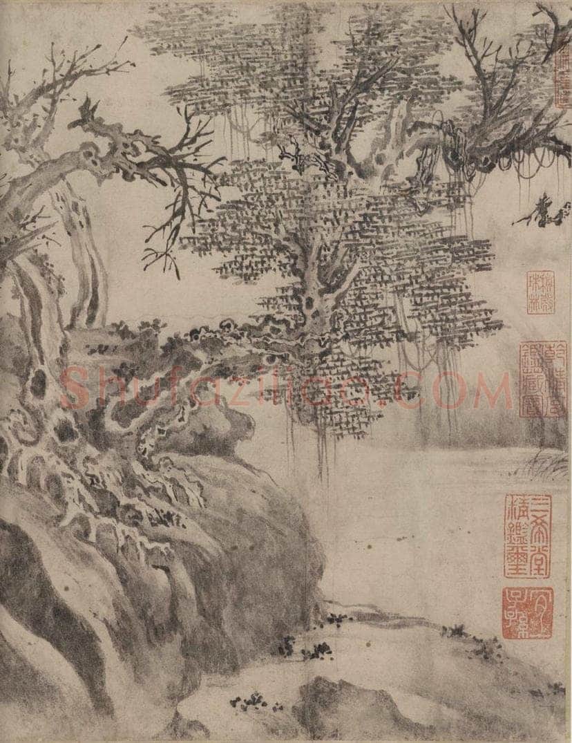 宋 张激 《白莲社图》 书画作品