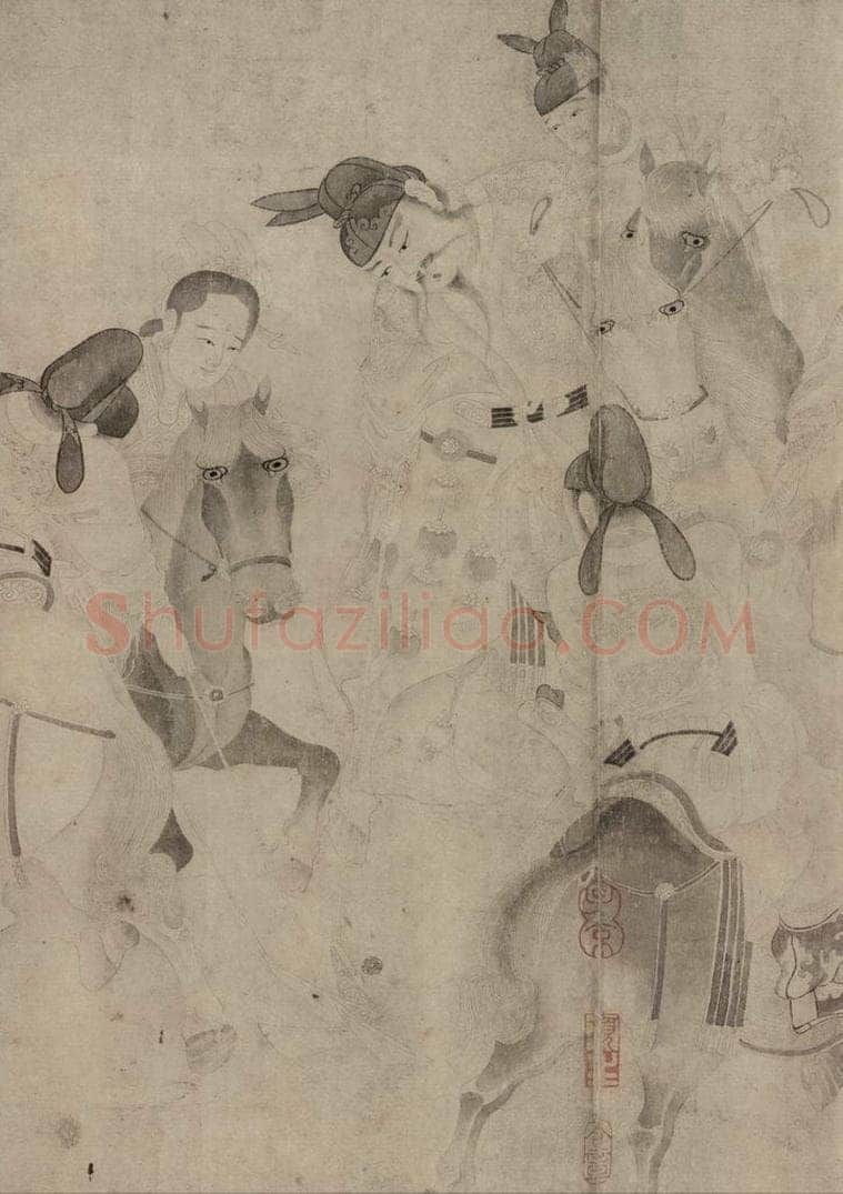 宋 佚名 《明皇击球图》 书画作品