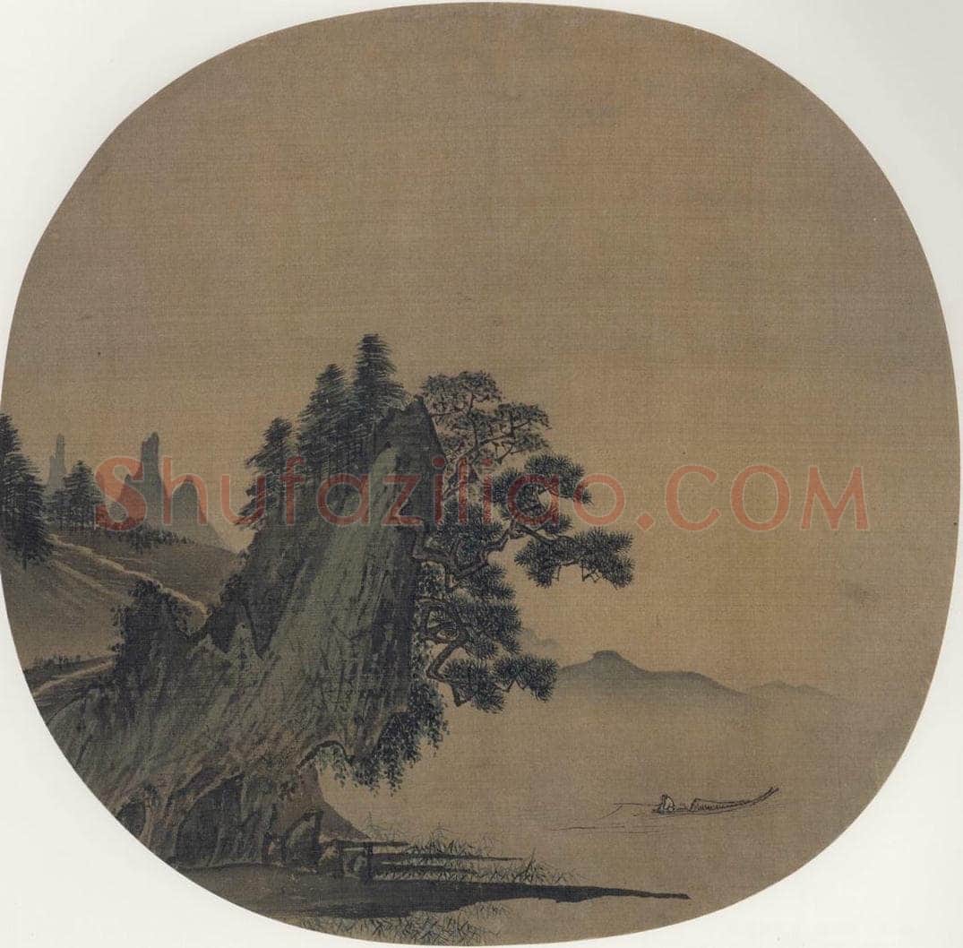 宋 佚名 《松湖钓隐图》 书画作品