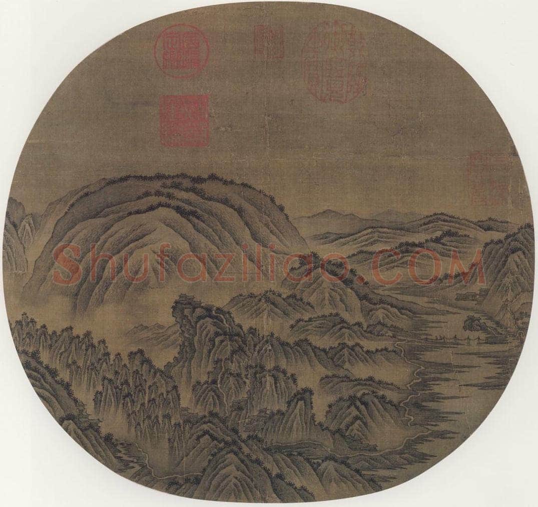 宋 佚名 《峻岭溪桥图》 书画作品
