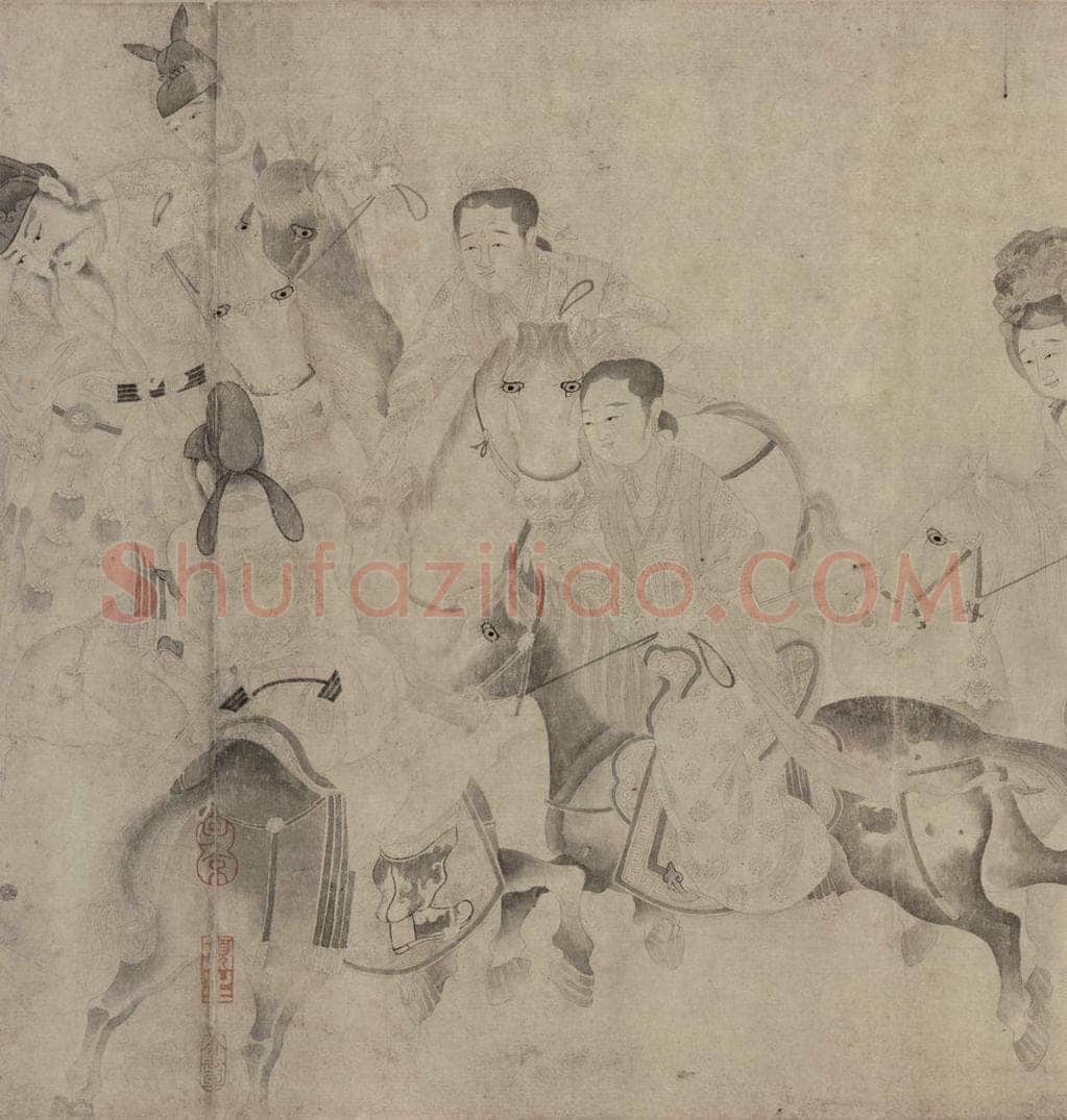 宋 佚名 《明皇击球图》 书画作品