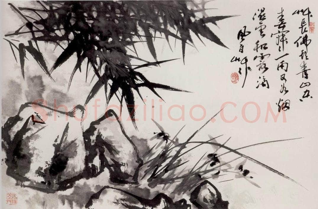 90年代 蒋凤白 《烟雨兰竹》 书画作品
