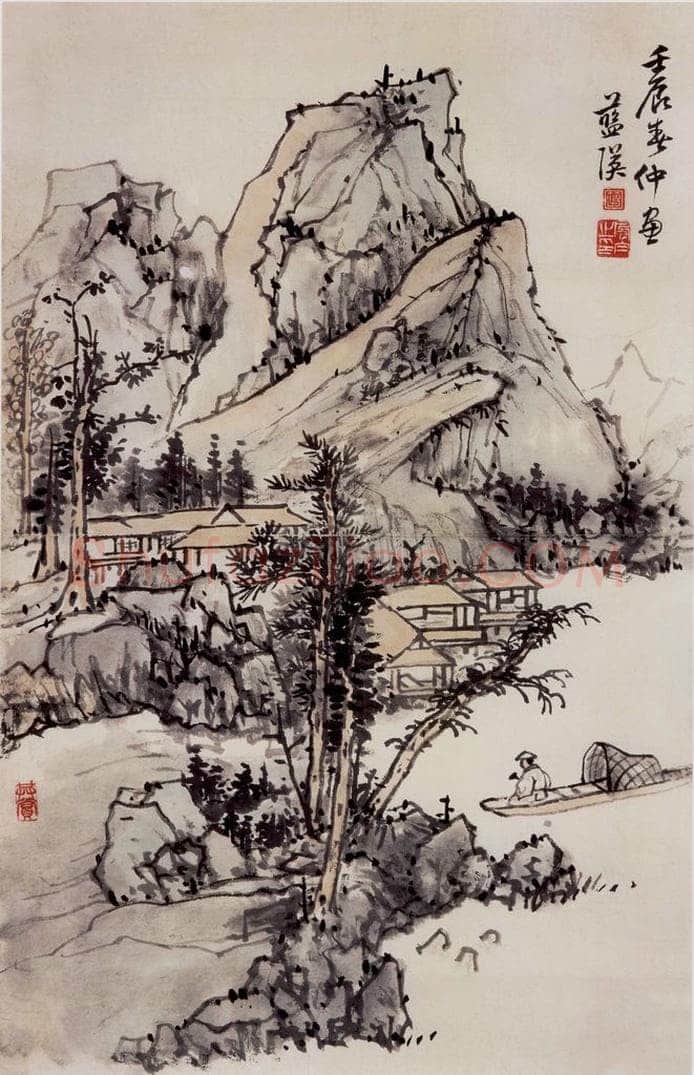 1952年 蒋凤白 《仿蓝瑛山水》 书画作品