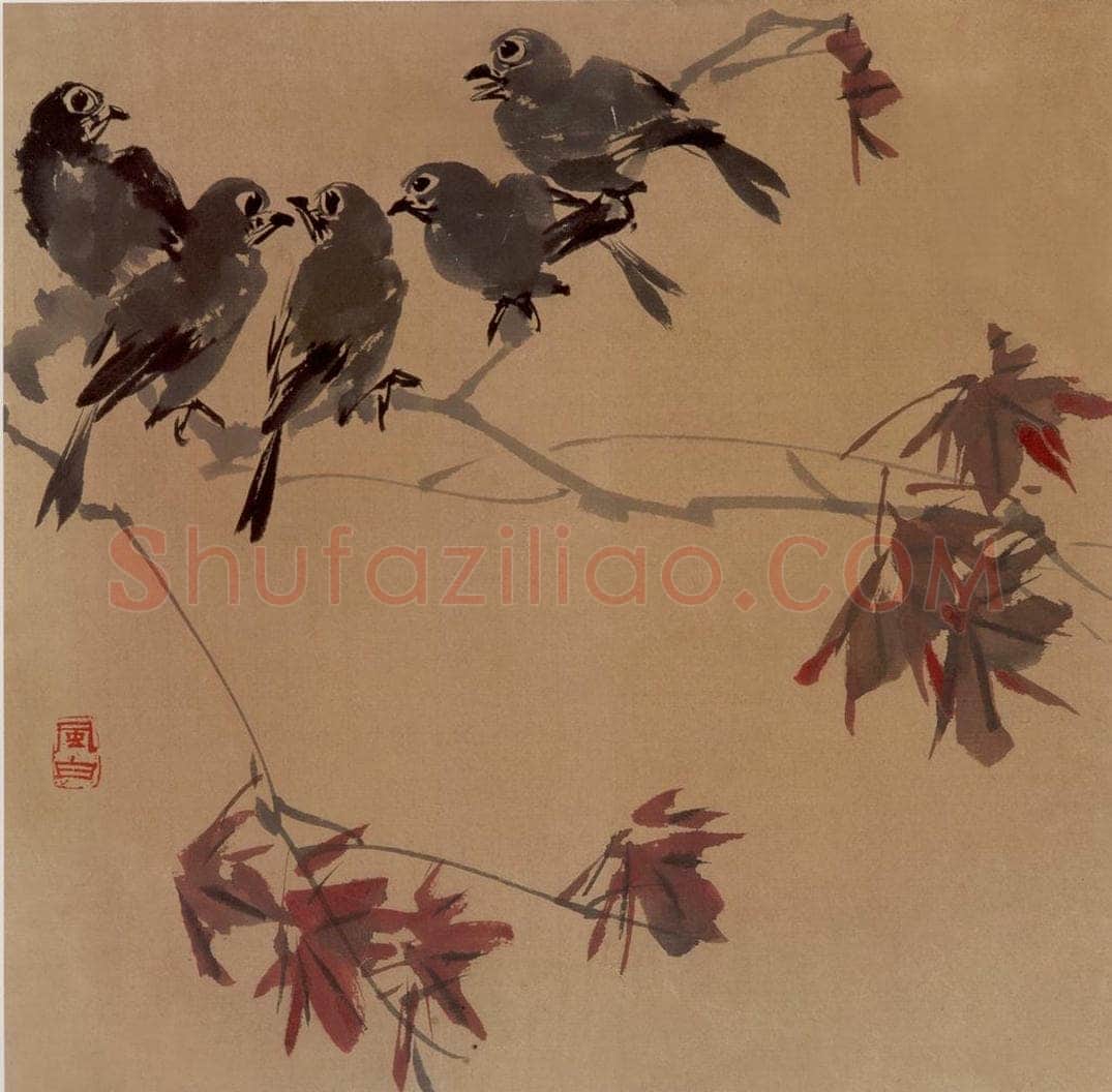 50年代 蒋凤白 《秋高鸟喧秋》 书画作品