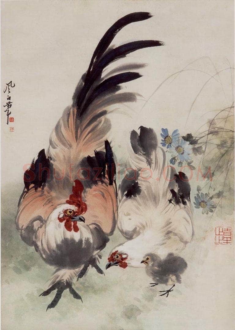 70年代 蒋凤白 《鸡》 书画作品