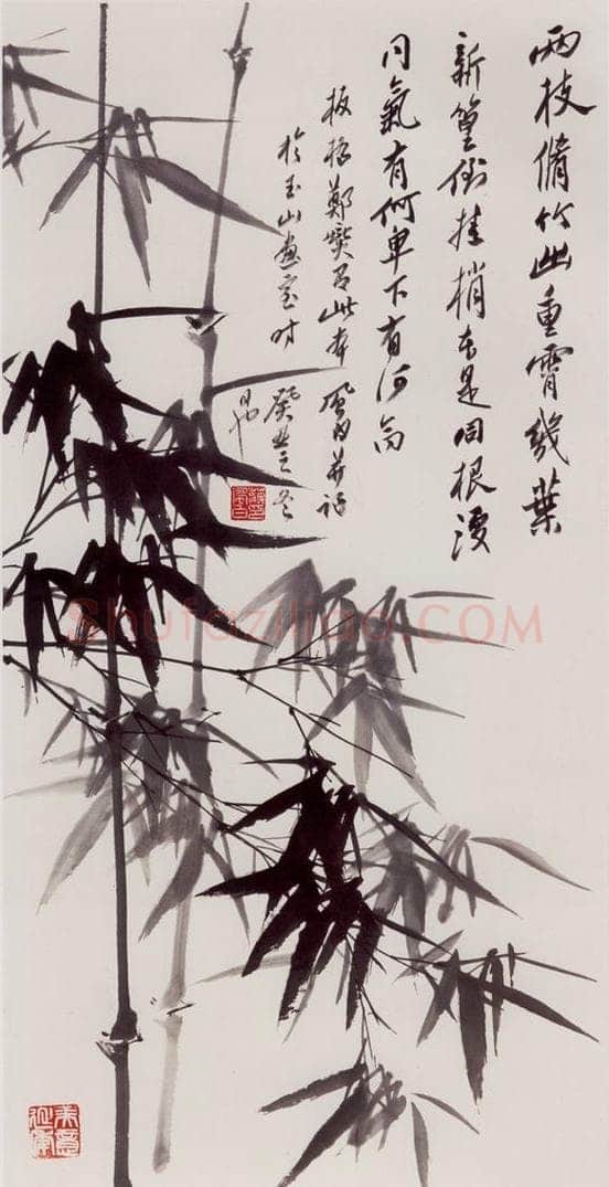 1973年 蒋凤白 《两枝修竹》 书画作品