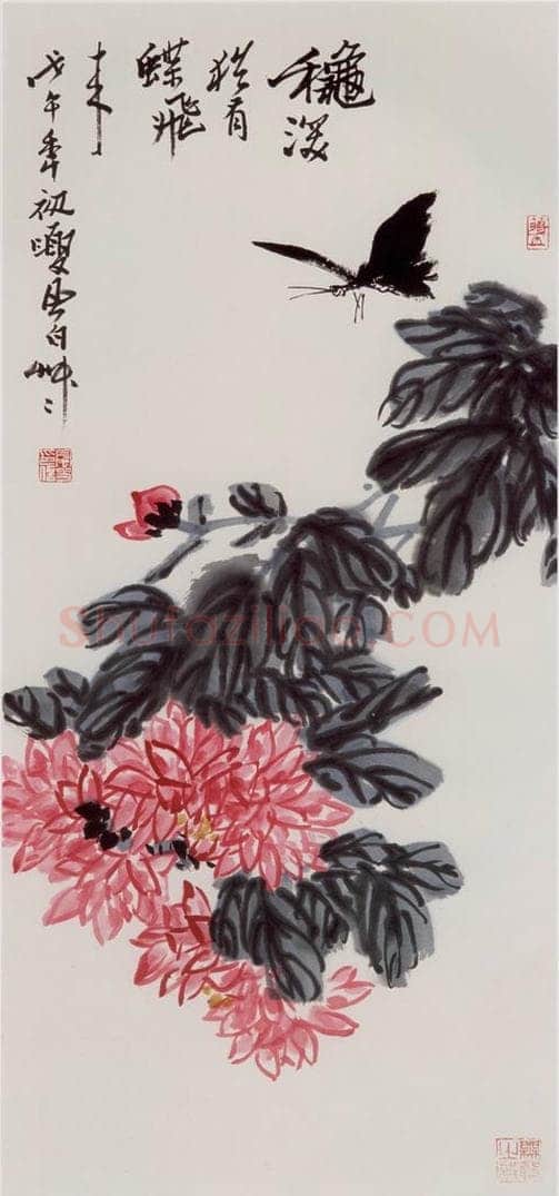 1978年 蒋凤白 《秋深犹有蝶飞来》 书画作品