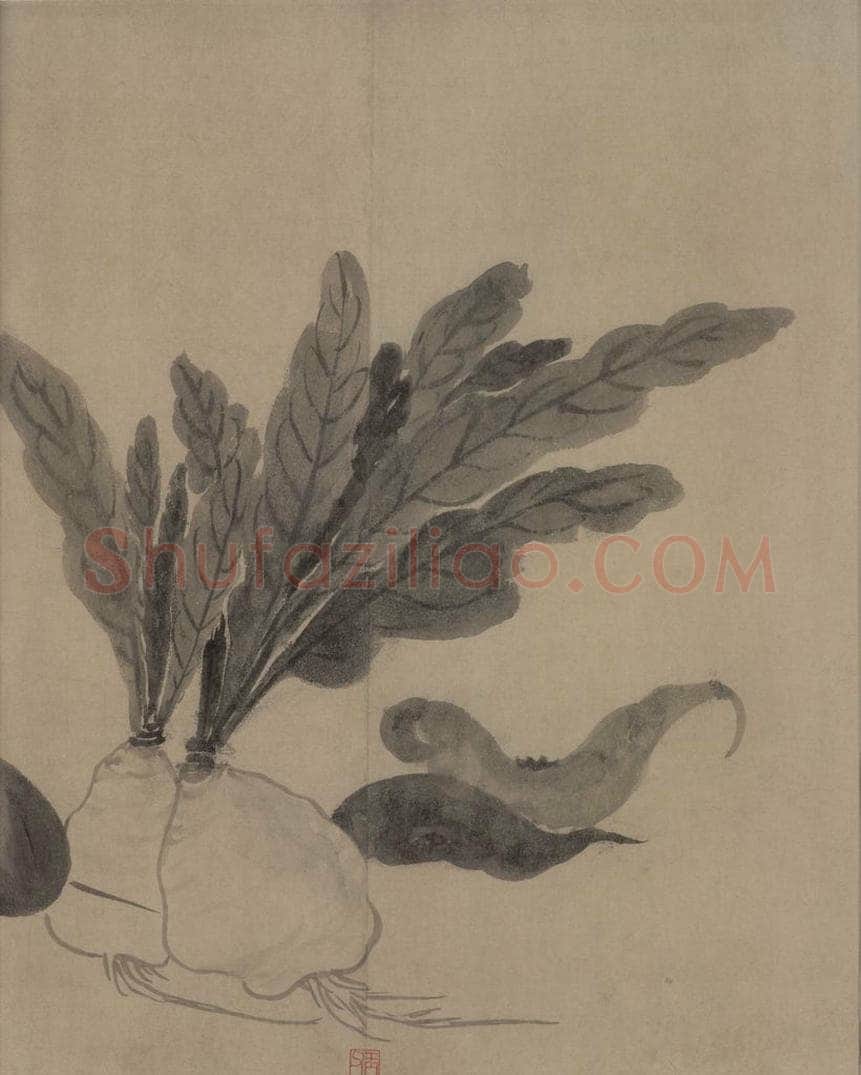 宋代 牧溪 《水墨写生图》 书画作品