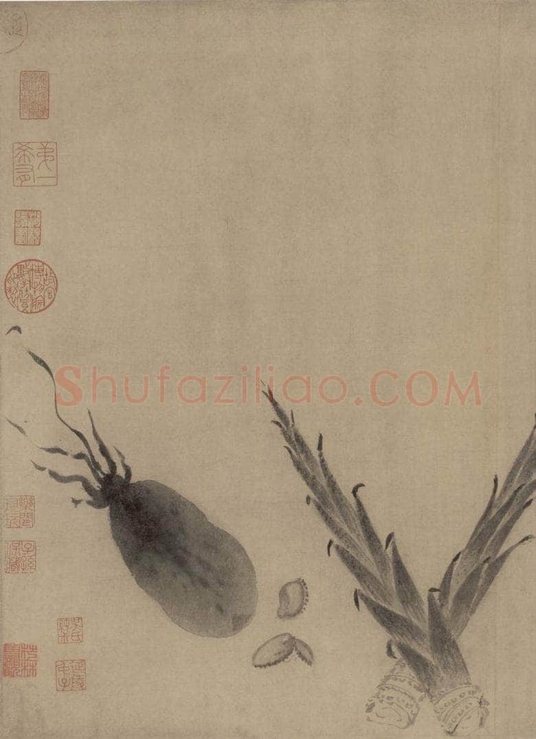 宋代 牧溪 《水墨写生图》 书画作品