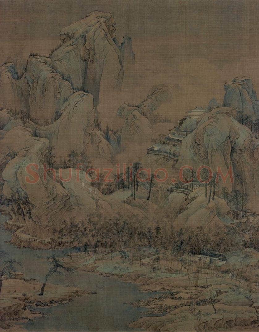 宋代 赵伯驹 《江山秋色图》 书画作品