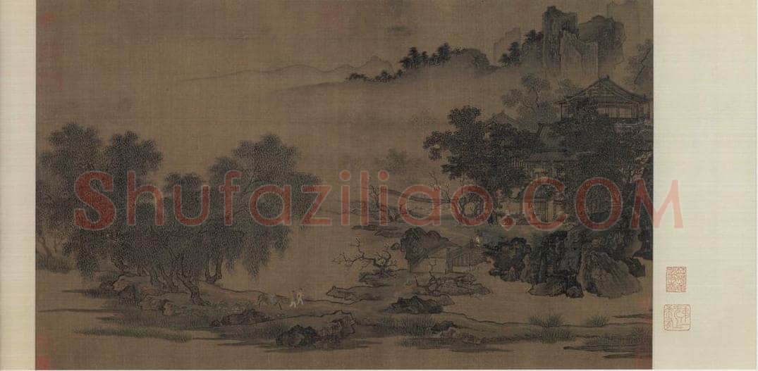 宋代 刘松年 《四景山水图》 书画作品