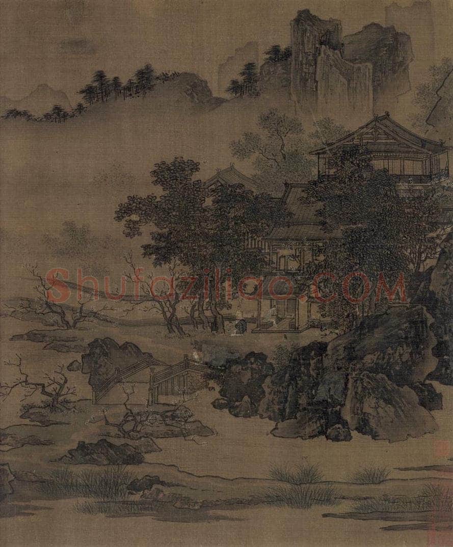 宋代 刘松年 《四景山水图》 书画作品