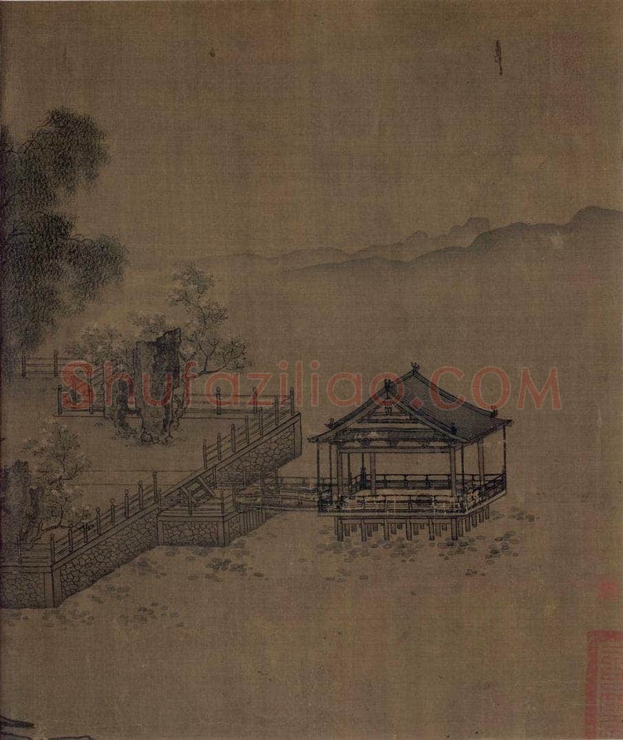 宋代 刘松年 《四景山水图》 书画作品
