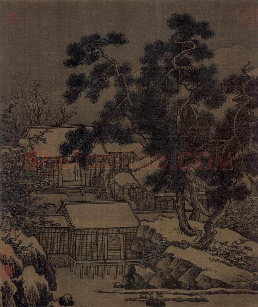 宋代 刘松年 《四景山水图》 书画作品