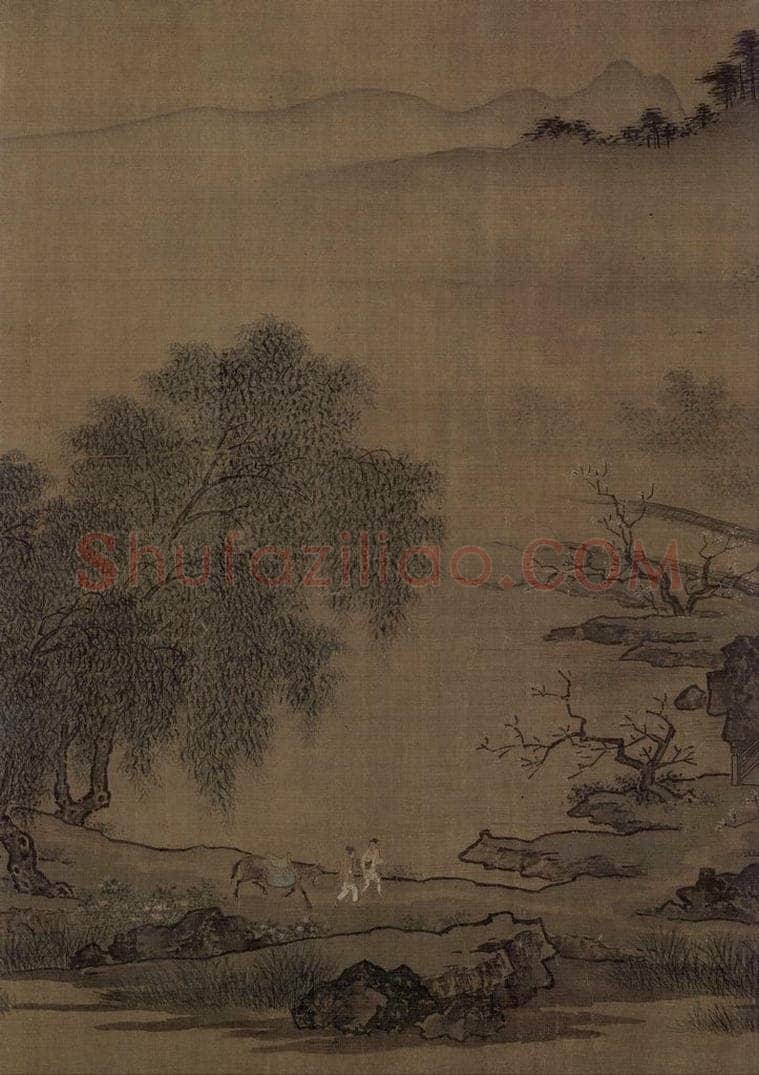 宋代 刘松年 《四景山水图》 书画作品
