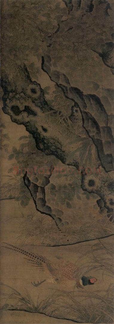 宋朝 李迪 《枫鹰雉鸡图》 书画作品