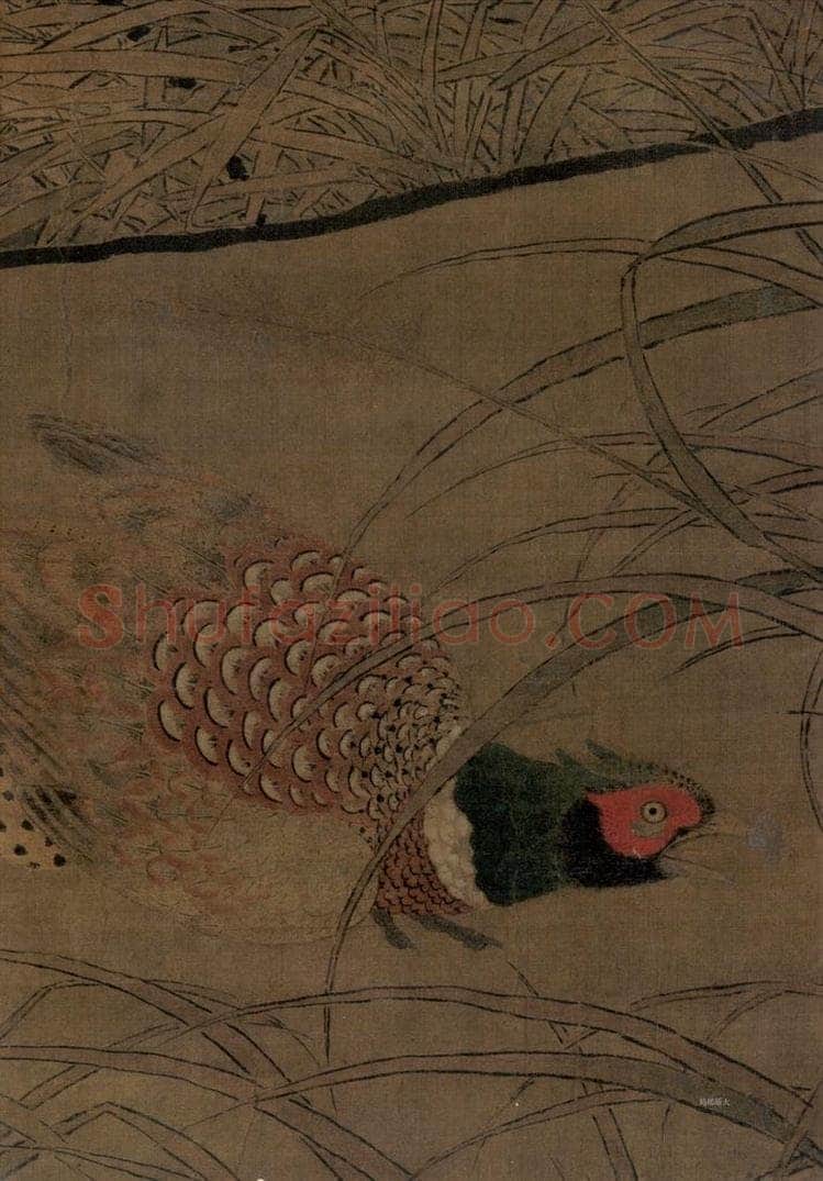宋朝 李迪 《枫鹰雉鸡图》 书画作品