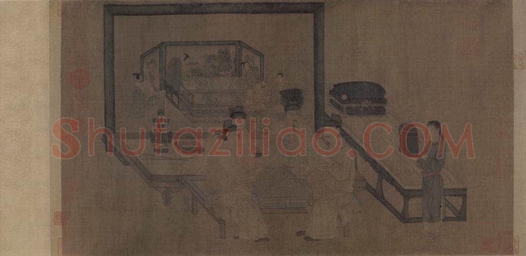五代 周文矩 《重屏会棋图》 书画作品
