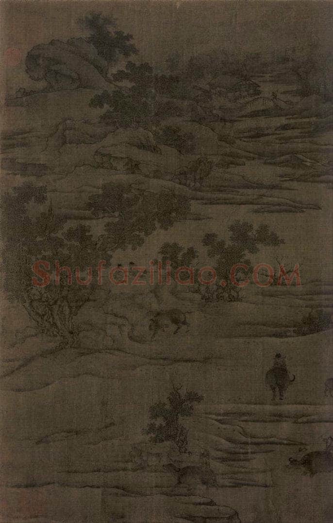 宋 祁序 《江山放牧图》 书画作品