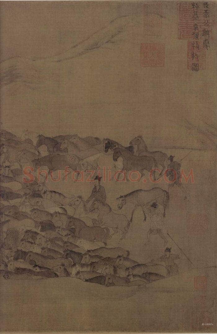 宋 李公麟 《临韦偃牧放图》 书画作品