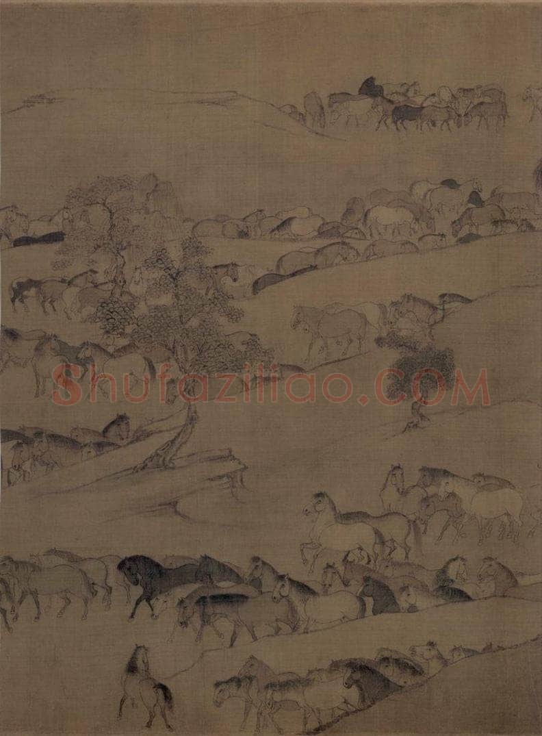 宋 李公麟 《临韦偃牧放图》 书画作品