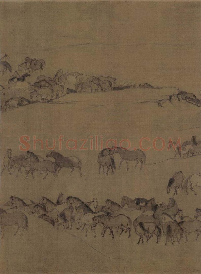 宋 李公麟 《临韦偃牧放图》 书画作品