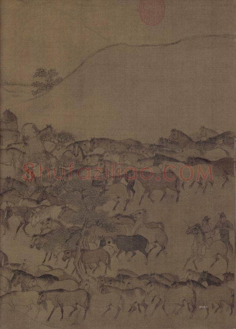 宋 李公麟 《临韦偃牧放图》 书画作品