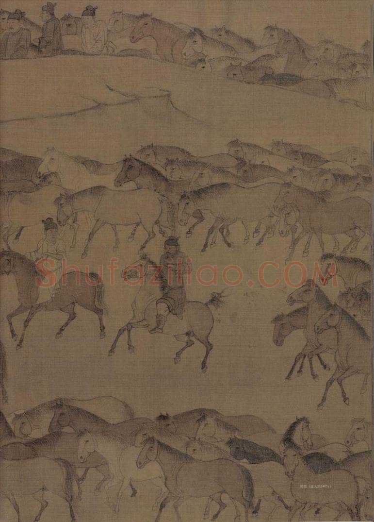 宋 李公麟 《临韦偃牧放图》 书画作品