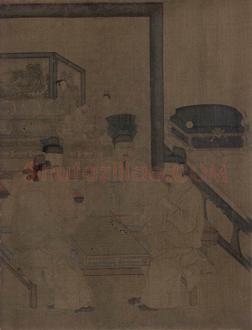五代 周文矩 《重屏会棋图》 书画作品