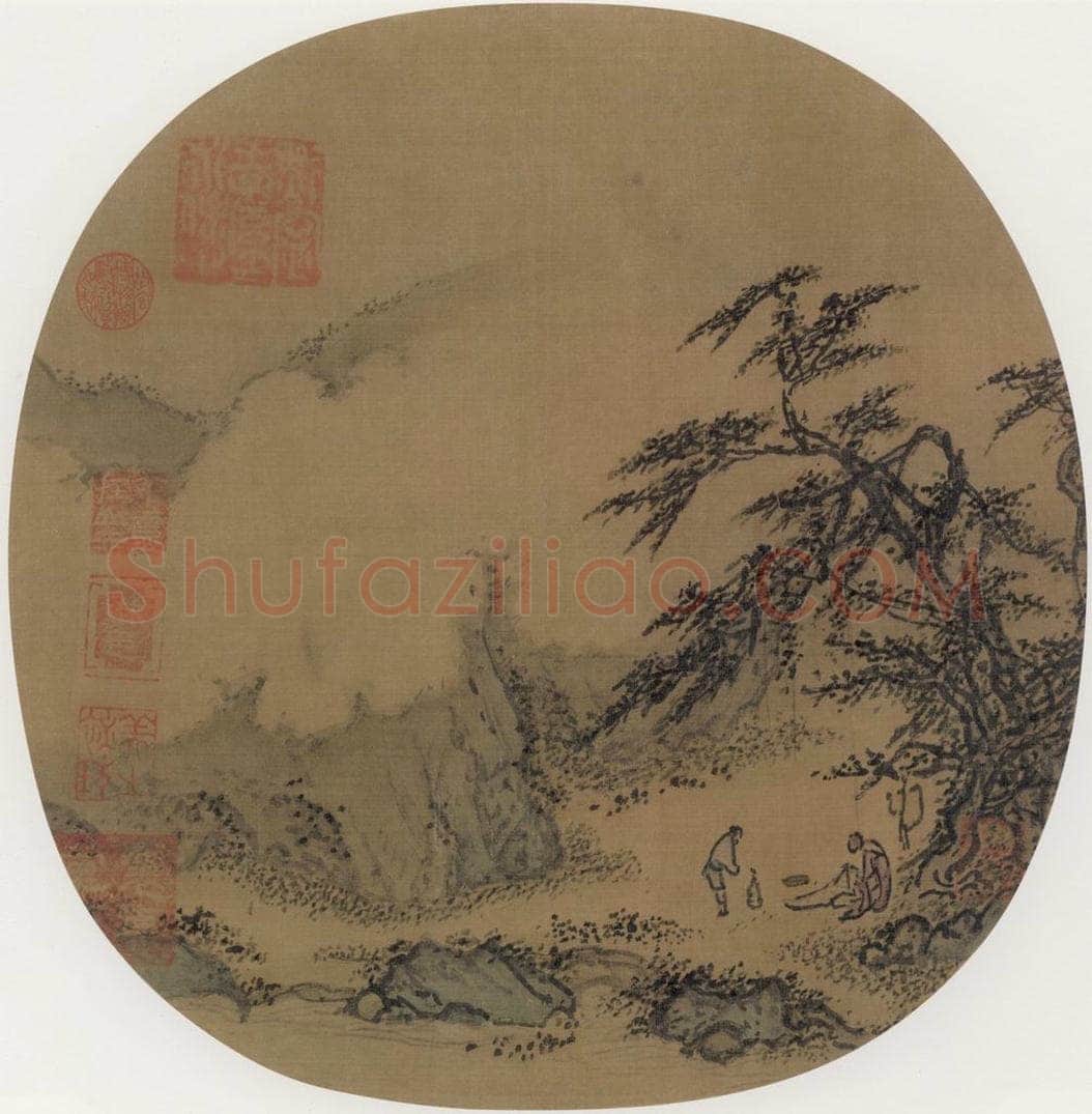 宋 佚名 松谷问道 书画作品