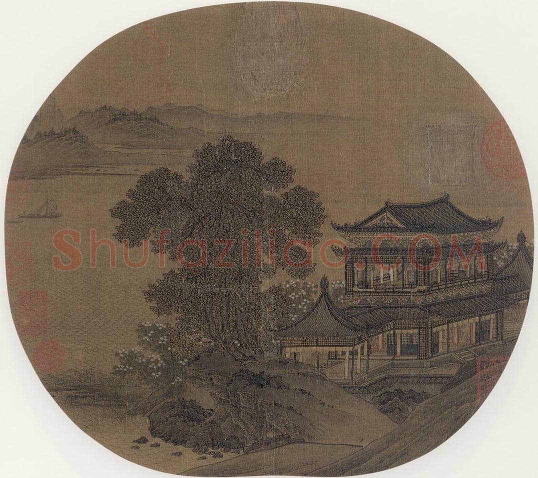 宋 佚名 层楼春眺 书画作品