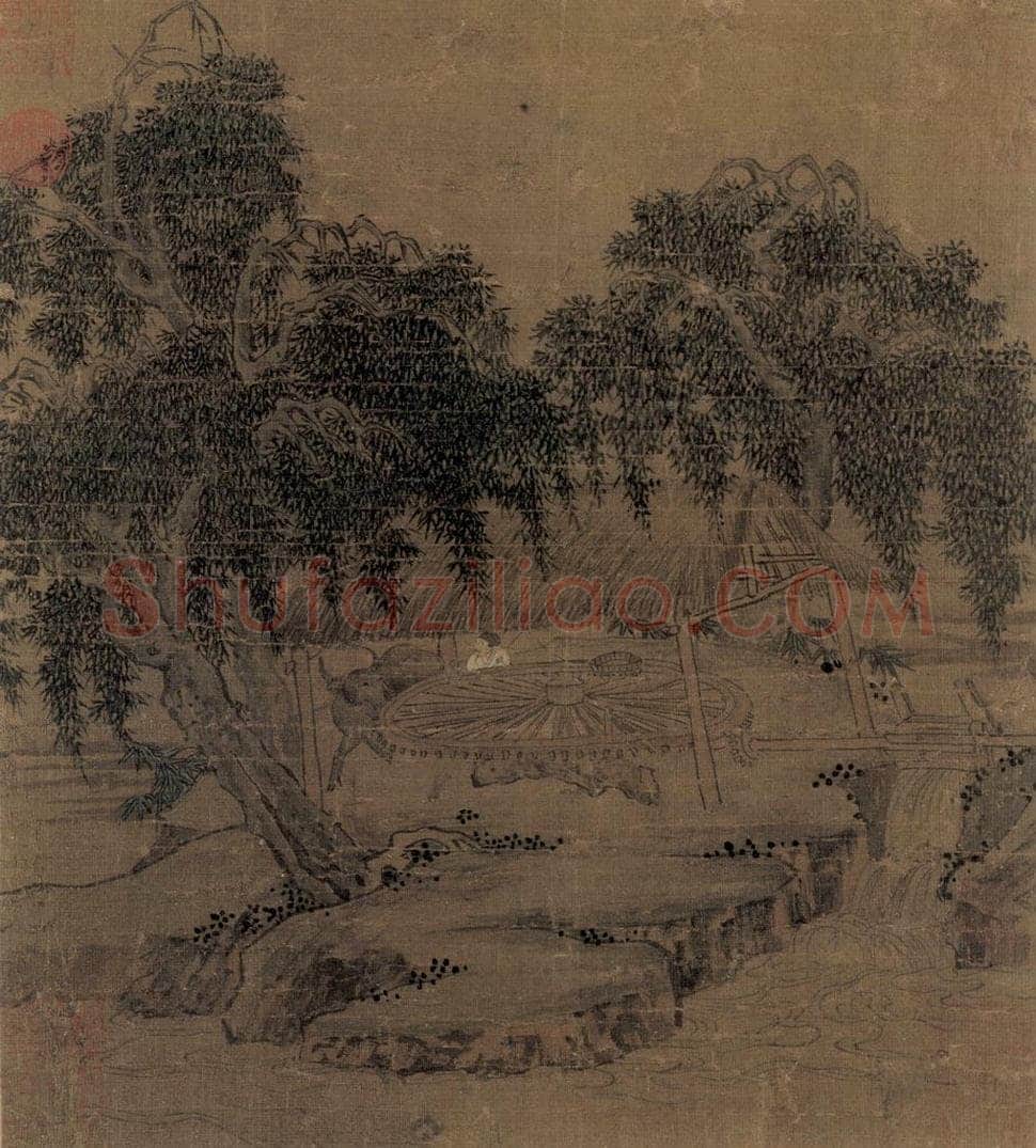 宋 佚名 柳荫云碓 书画作品