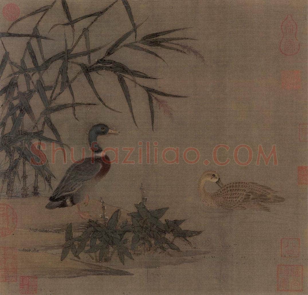 宋朝 佚名 《溪芦野鸭图》 书画作品