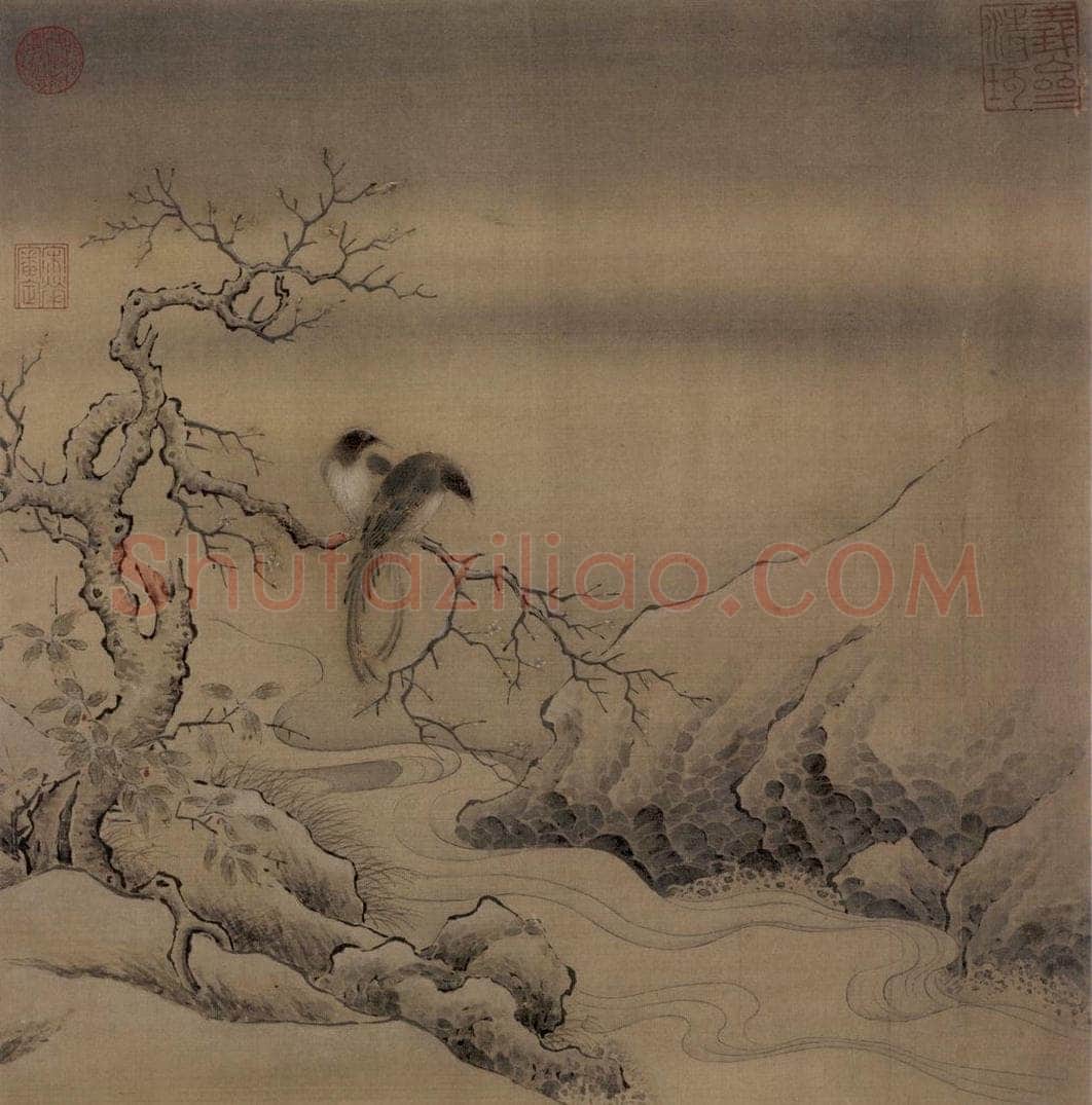 宋朝 佚名 《乌桕文禽图》 书画作品