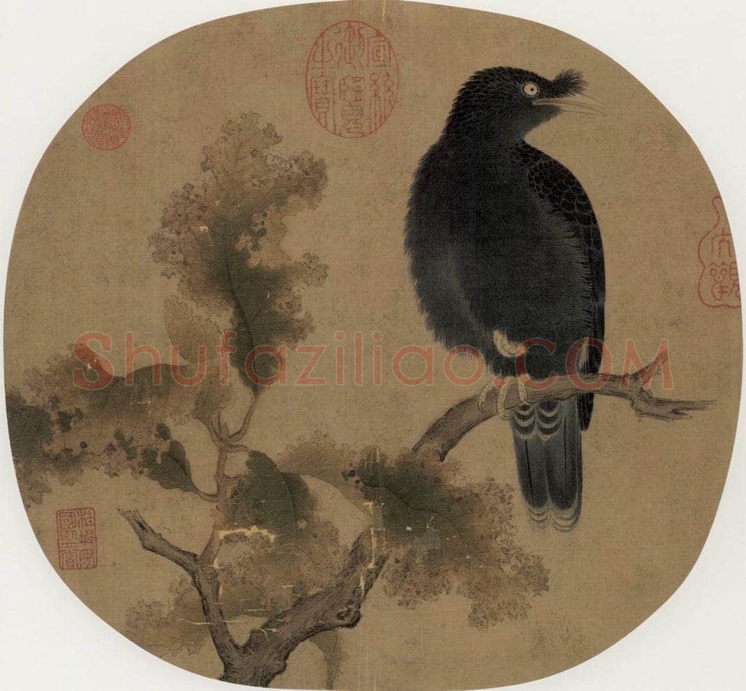 宋朝 佚名 《秋树鸜鹆图》 书画作品