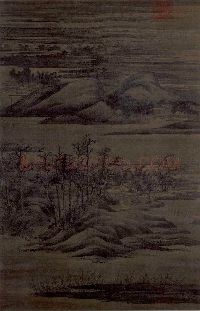 五代 董源 《寒林重汀图》 书画作品