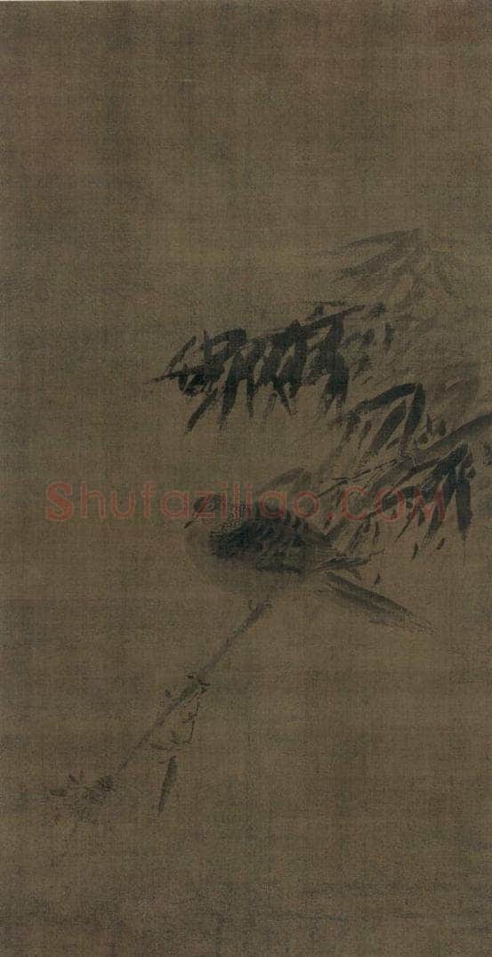 宋 牧溪 《竹鸠图》 书画作品