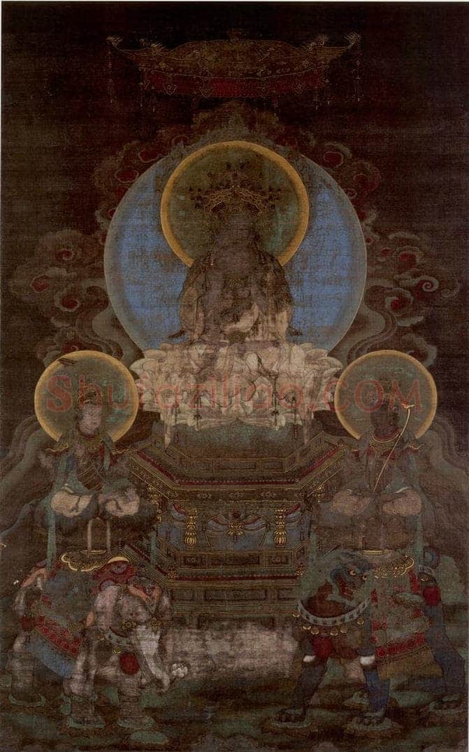 宋 佚名 《释迦三尊像》 书画作品
