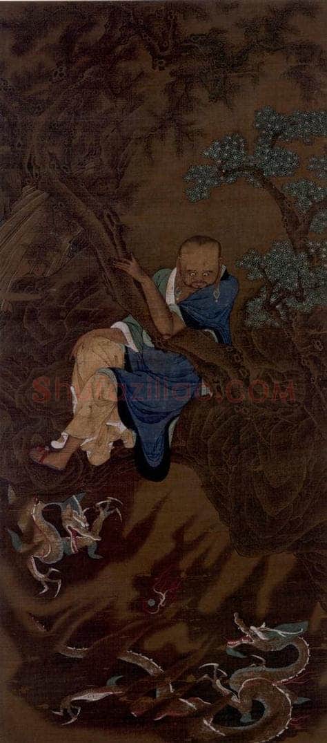 宋 陆信忠 《第十二尊者-那伽犀那尊者图》 书画作品