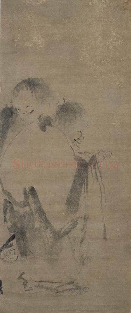 宋 梁楷 《寒山拾得图》 书画作品