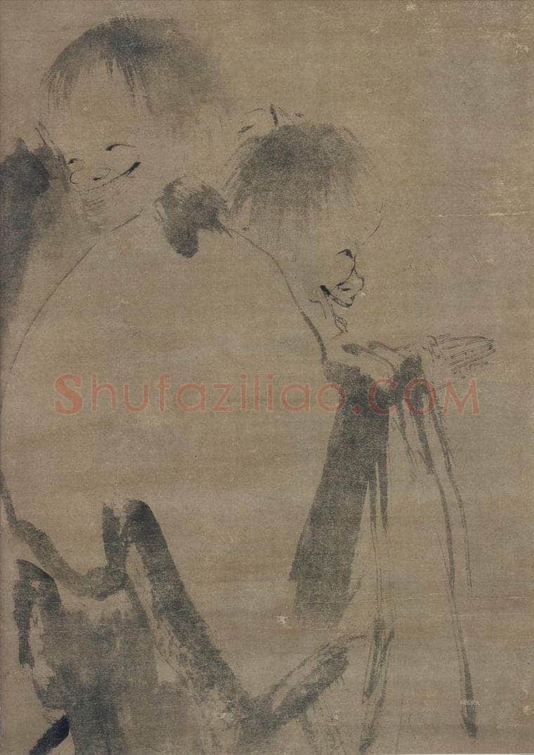 宋 梁楷 《寒山拾得图》 书画作品