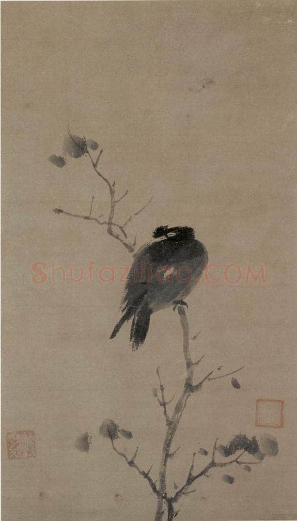 宋 牧溪 《叭叭鸟图》 书画作品