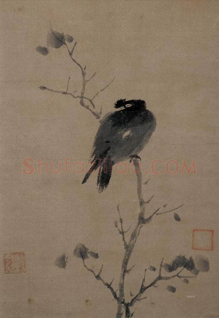 宋 牧溪 《叭叭鸟图》 书画作品
