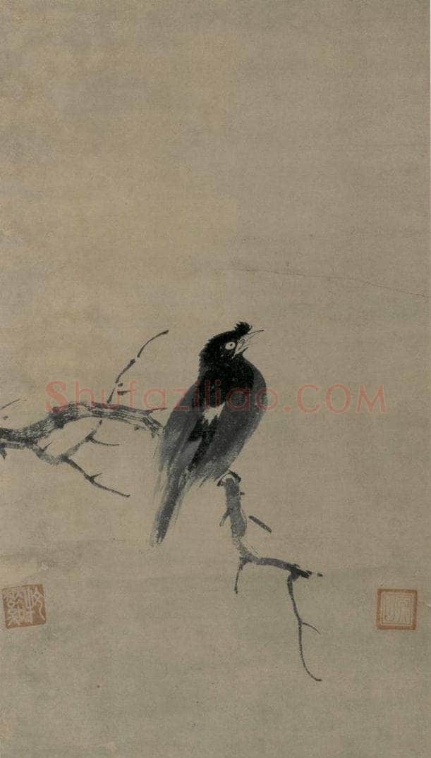 宋 牧溪 《叭叭鸟图》 书画作品