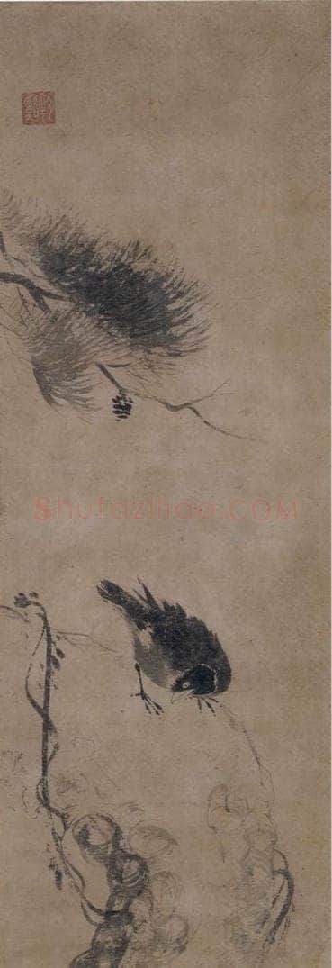 宋 牧溪 《叭叭鸟图》 书画作品