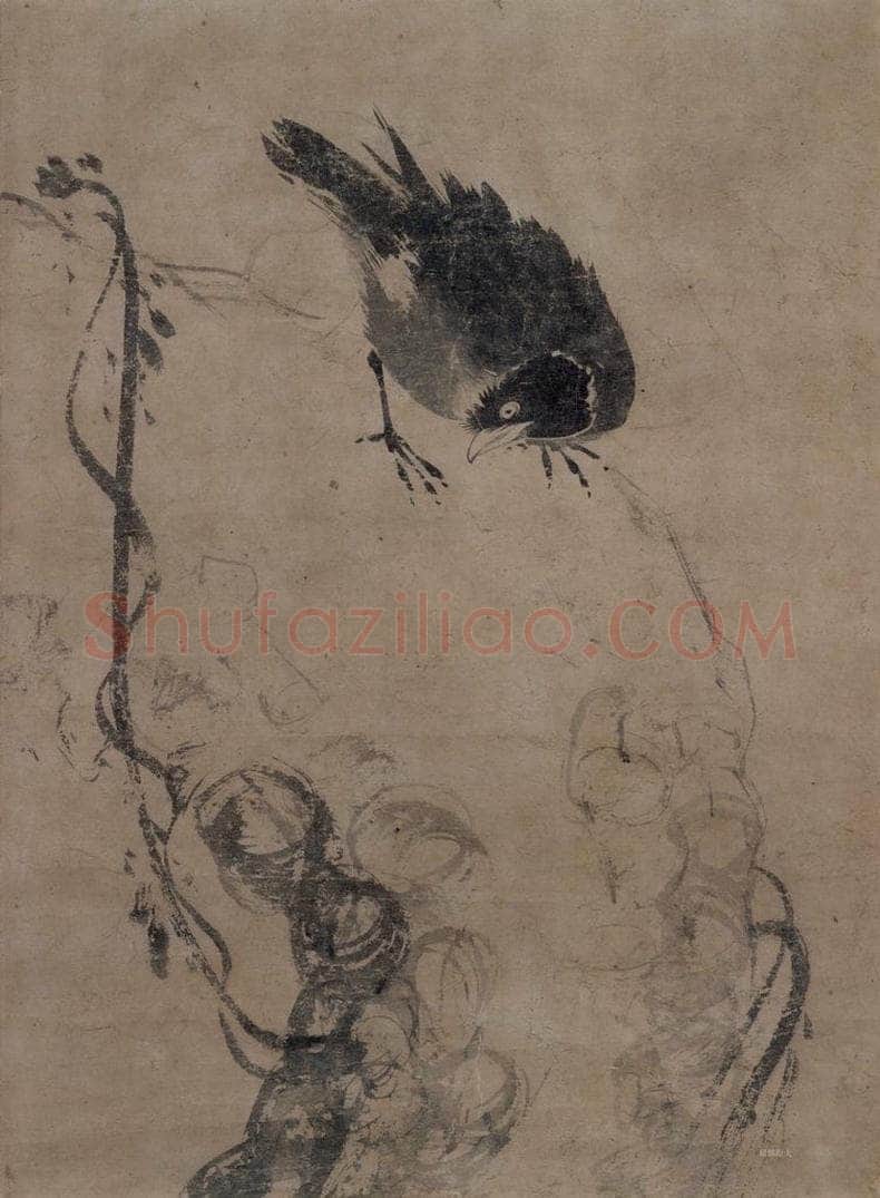 宋 牧溪 《叭叭鸟图》 书画作品