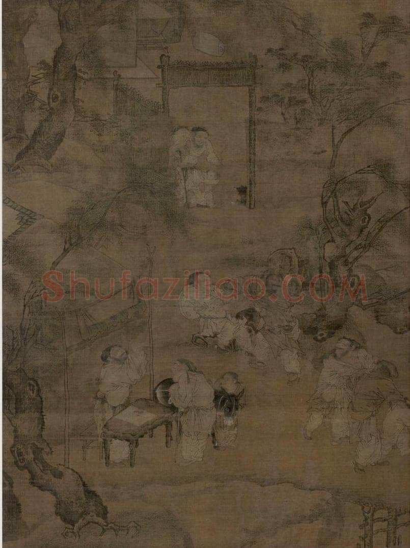 宋朝 佚名 《柳荫群盲图》 书画作品